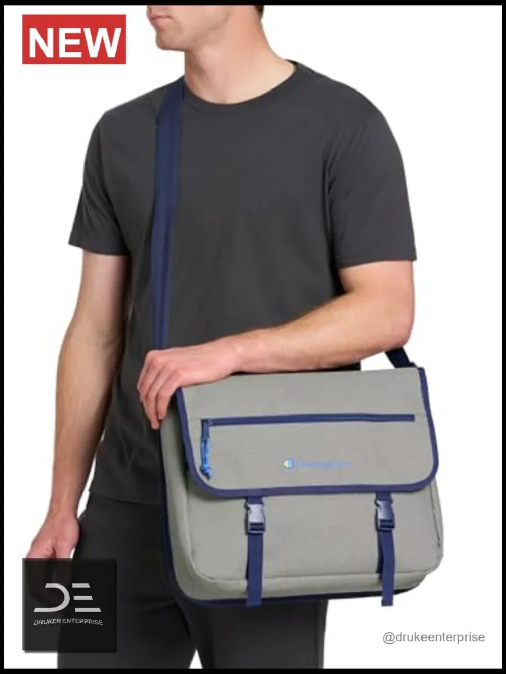 Messenger Bag With Padded Laptop Sleeve, Adjustable Strap, Polyester